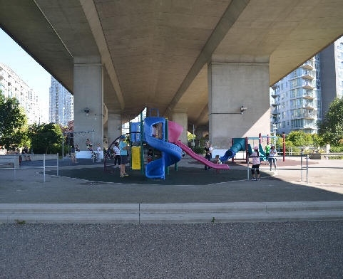 Bridge-sheltered Playground