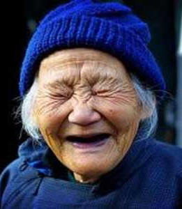 Laughing old woman