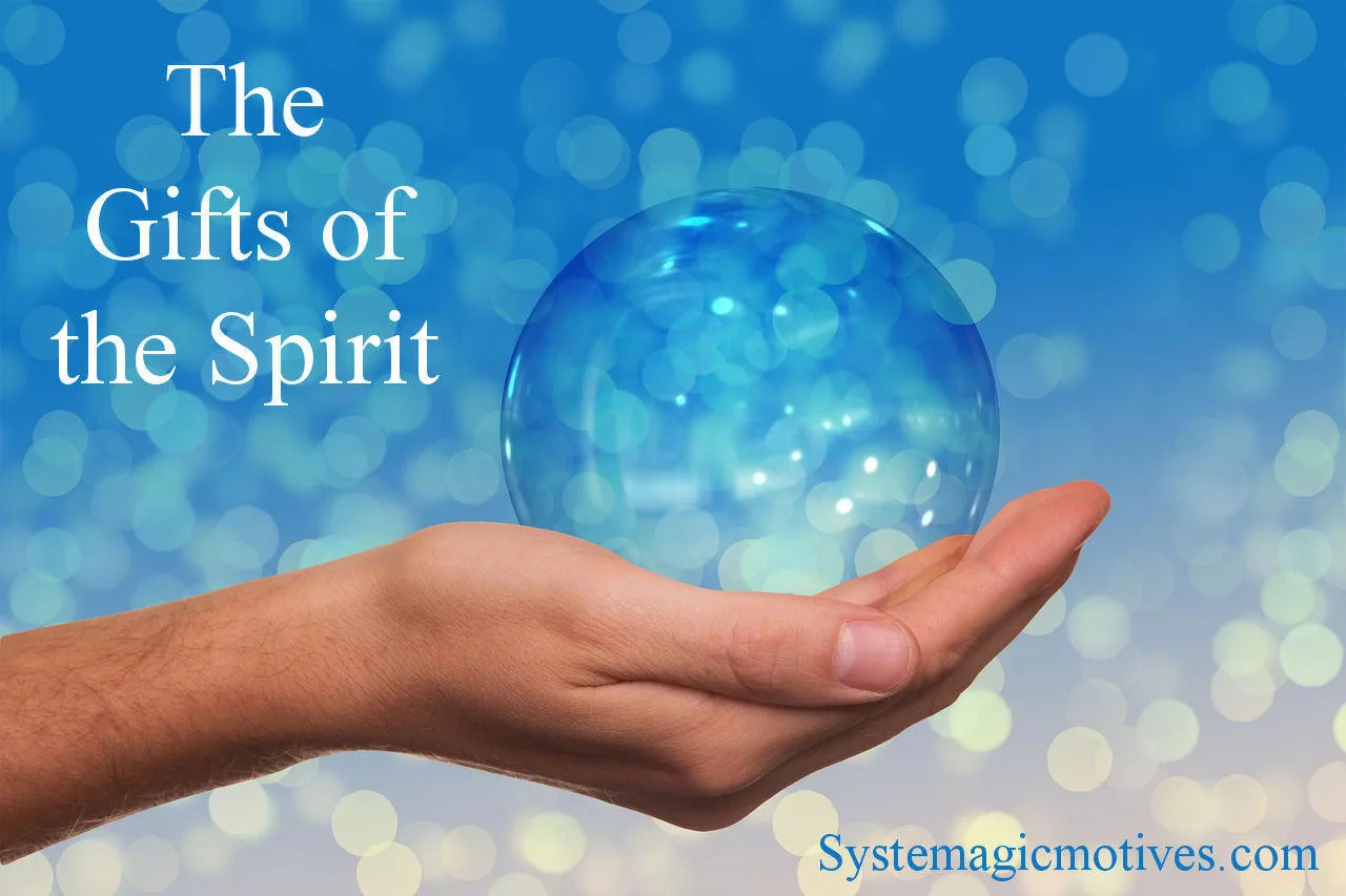 Hand offering a sparkling ball gift of the Spirit