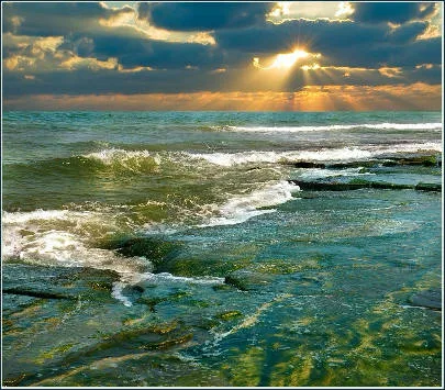 Sunrise o'er the ocean