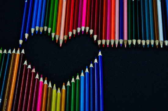 Coloured Pencil Negative Space Heart Shape