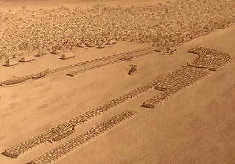 Artist conception of Bimini Road harbor