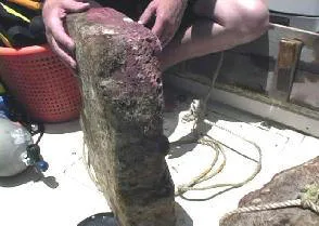 Support stone from beneath Bimini Road block