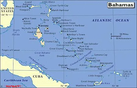 Map of Bimini in the Bahamas