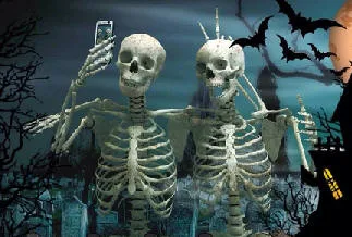 Pair of skeletons posing for a selfie