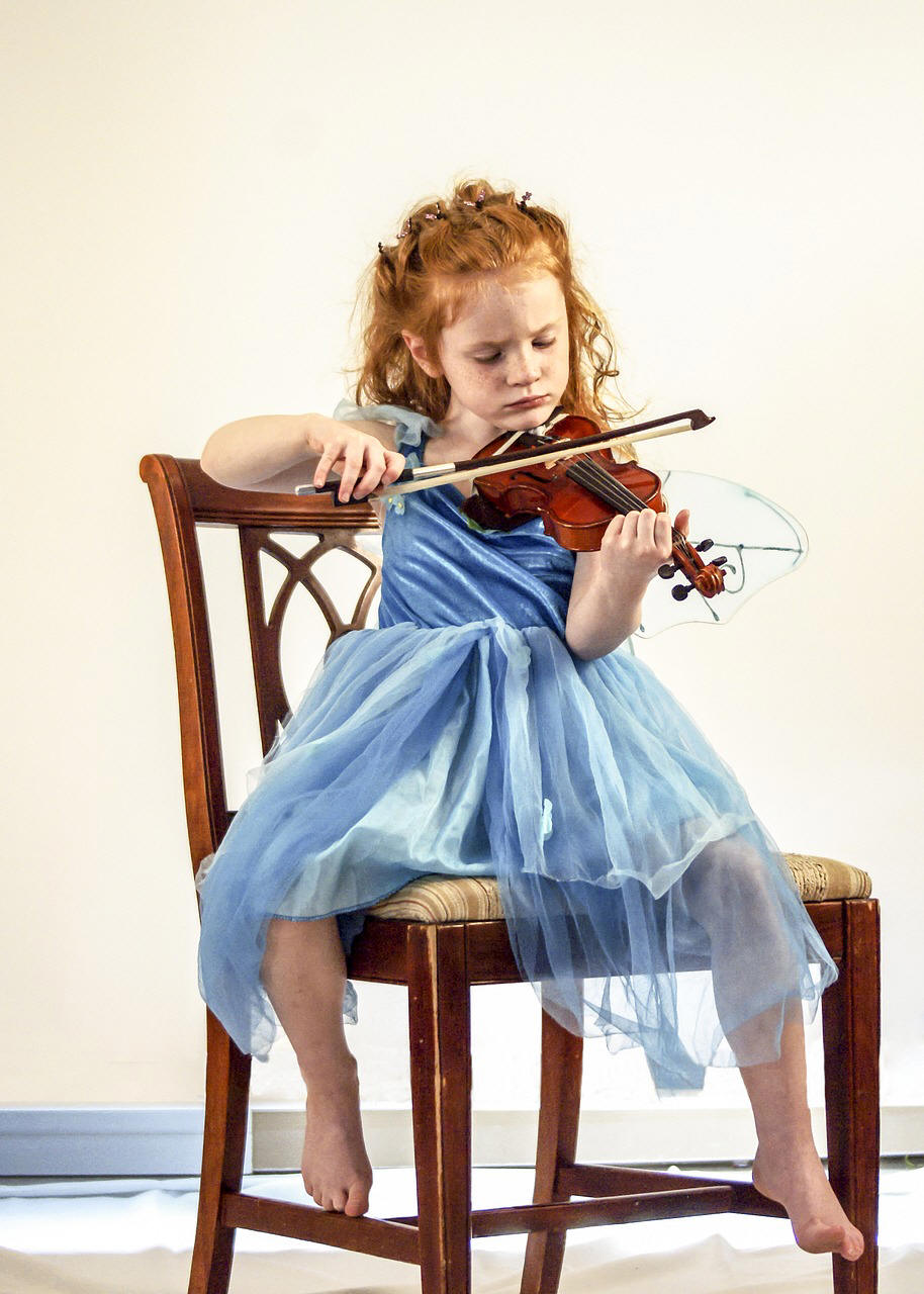 Little Blue Gosamer Girl Playing Violin