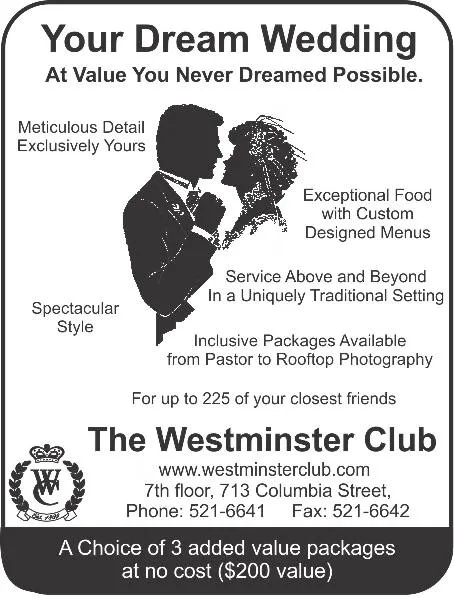 Westminster Club wedding advertisement in The Coffee Chronicles