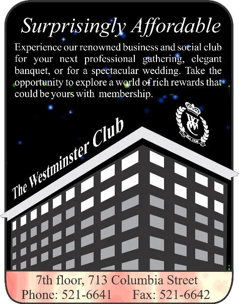 Westminster Club advertisement from The Coffee Chronicles